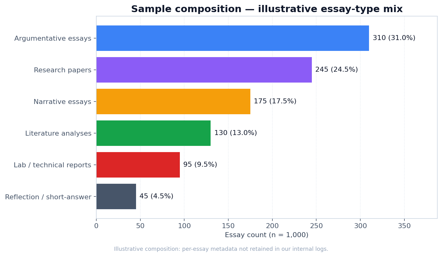 Sample composition by essay type